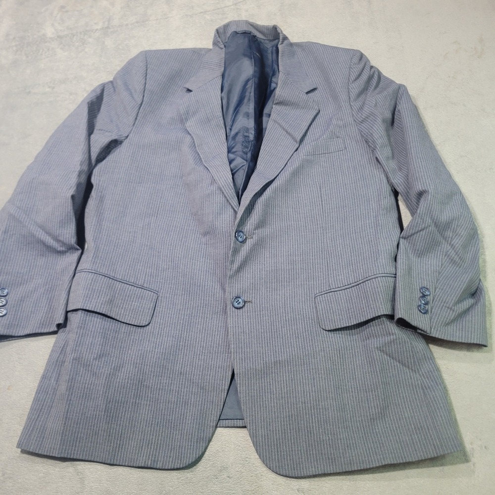 Contoured Blazer Mens 43R Blue Pinstripe Two Button Single Vent Business Formal